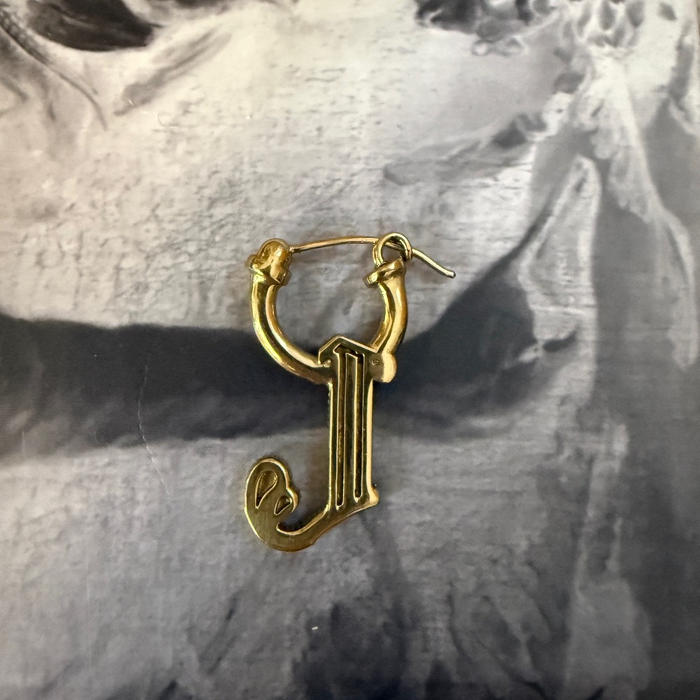 Ellery Gold Monogram J Hoop Earring